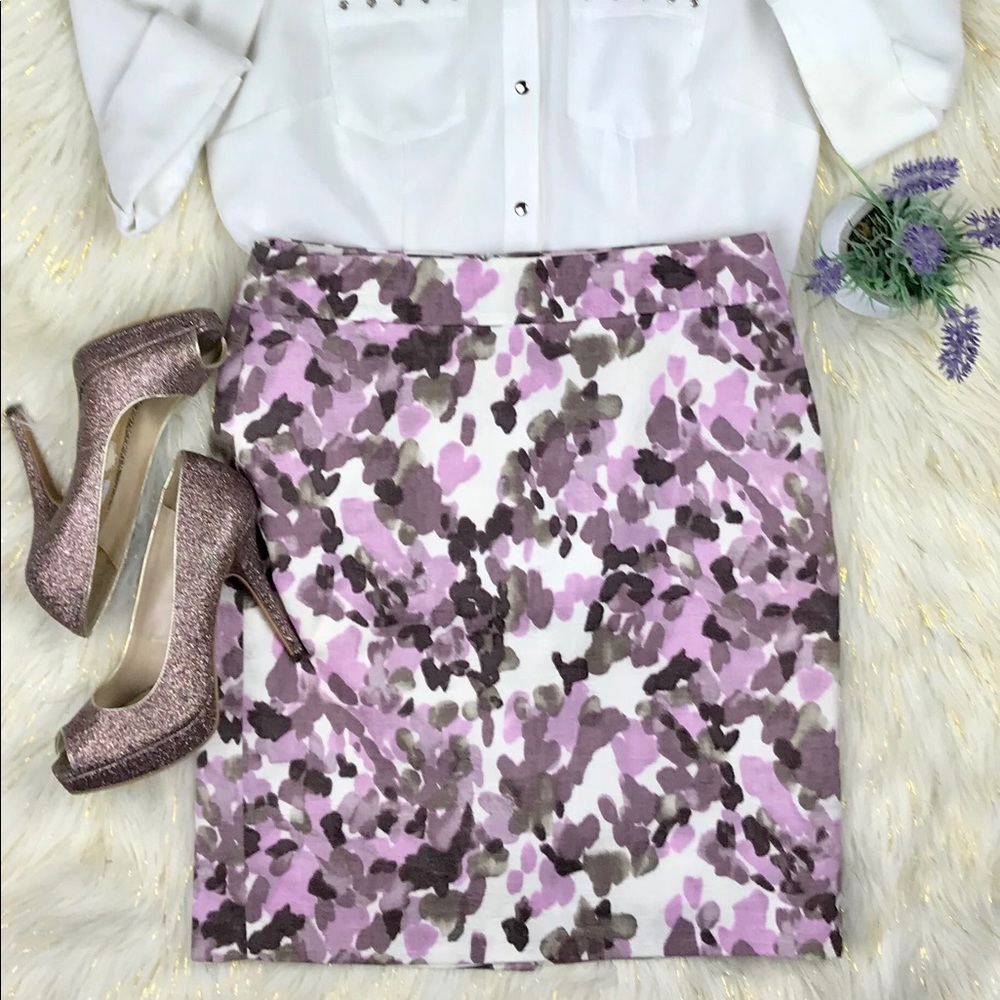Ann Taylor Petite MIDI Pencil Skirt Lavender/Grey